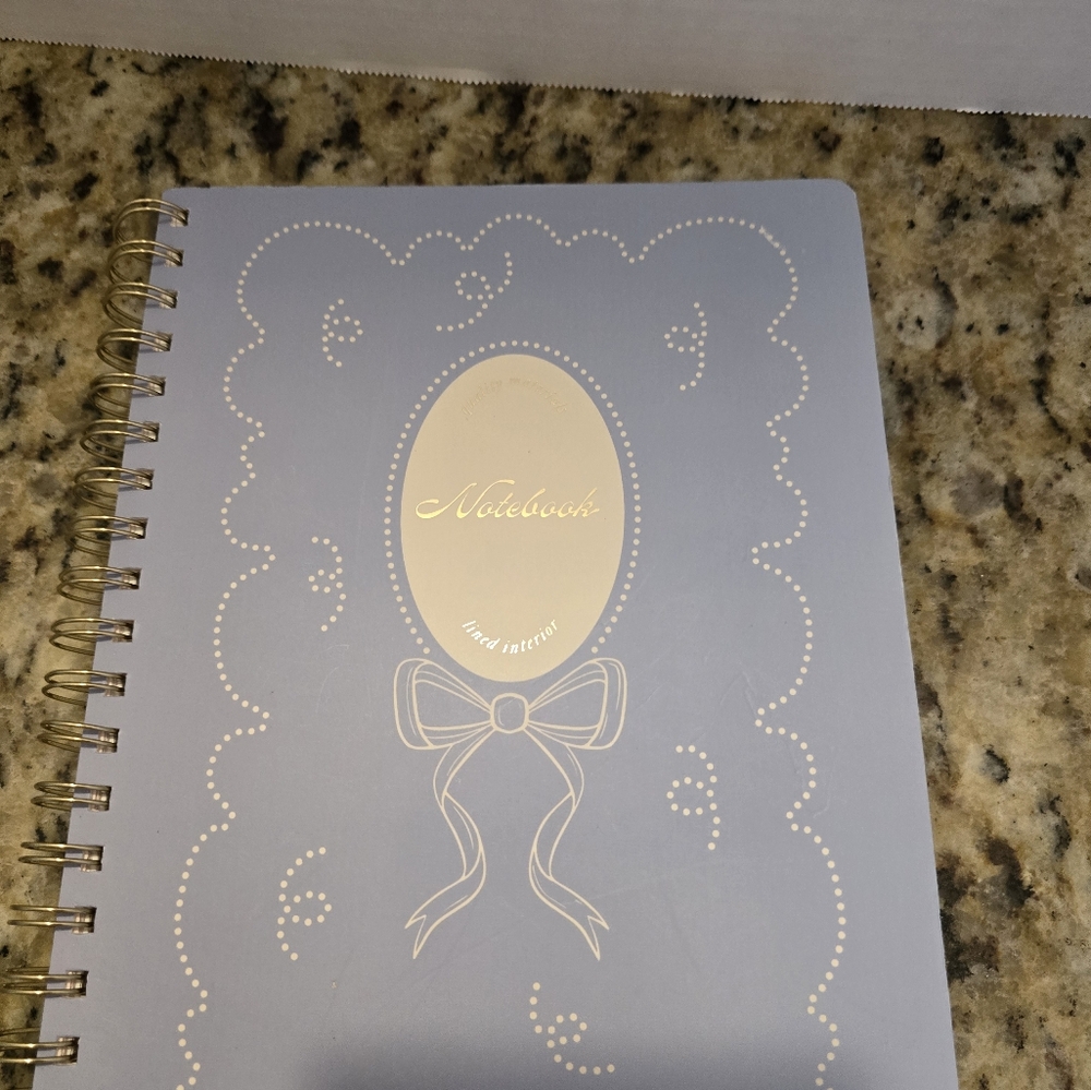 Elegant Blue With Bow Spiral Notebook